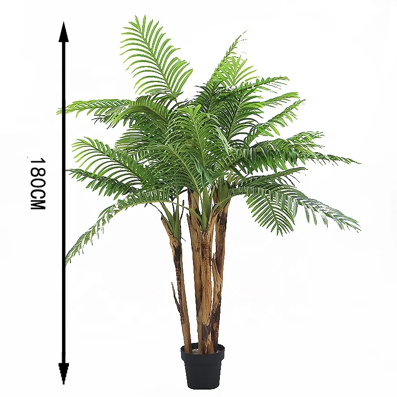Хорошее качество партия 4 ствола искусственная Пальма areca с кастрюлей