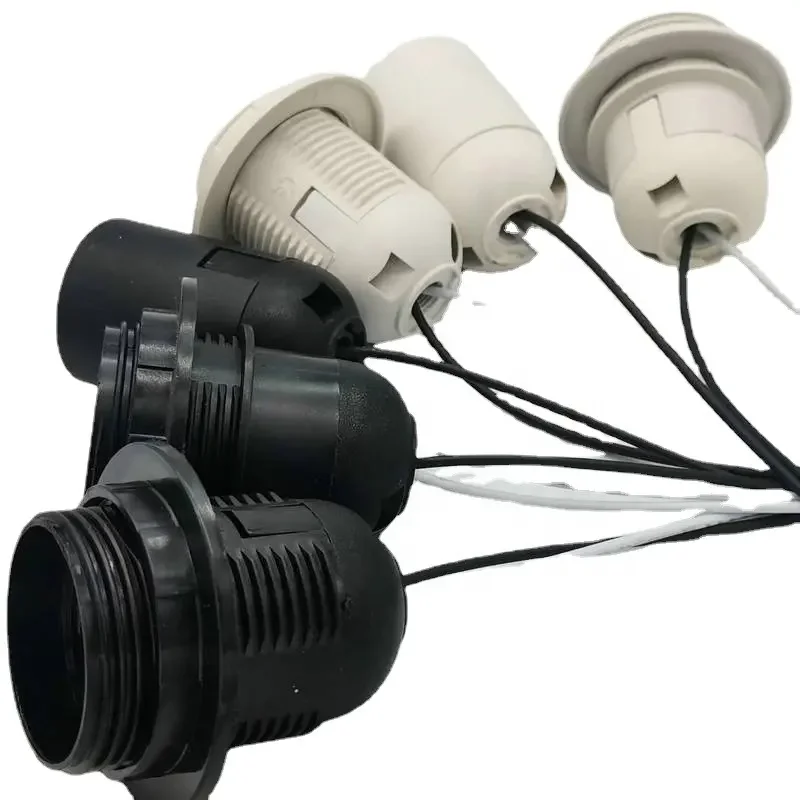 E27 snap-fit  lamp holder  E27 screw plastic lamp body smooth half thread full thread lamp holder