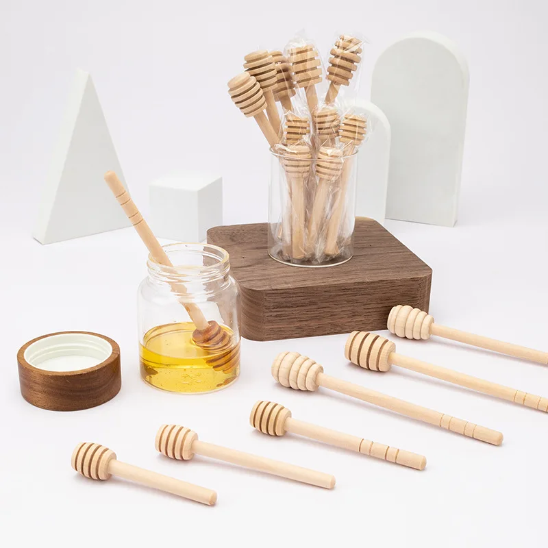 Wooden Honey Mixing Stirrer Wooden Long-handled Spoon Wood Honey Comb Stick Honey Spoon For Wedding Party
