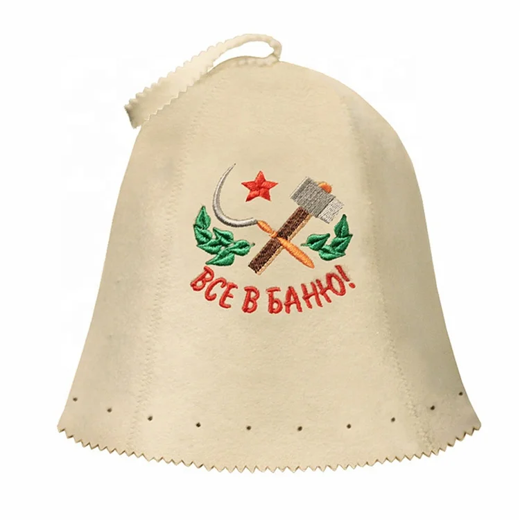 Customized logo nature 100% wool felt sauna hat