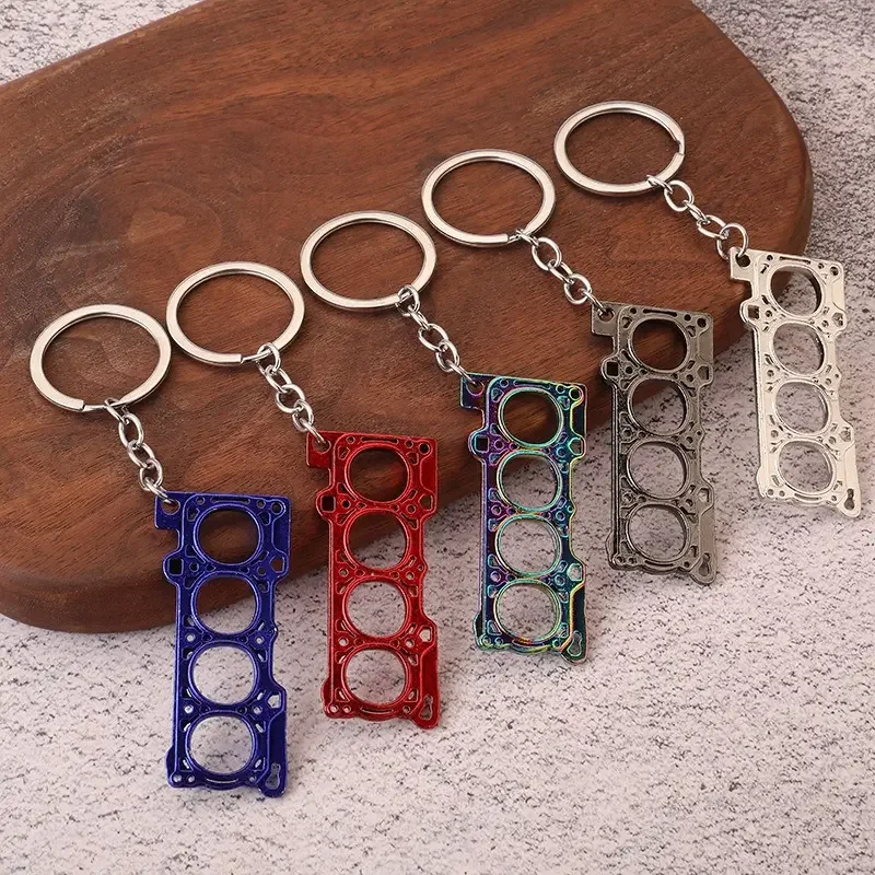 Best selling Keyring 4 Cylinder Engine Cylinder Head Gasket Keychain Creative Auto Engine Gaskets Keychains