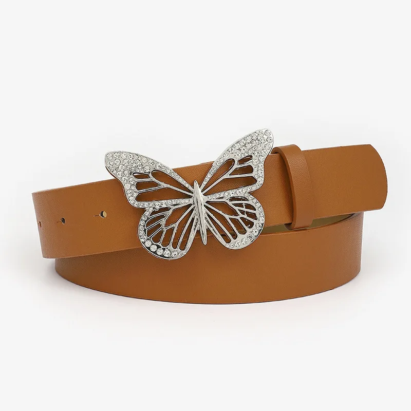 Butterfly buckle belt, PU Dress Waist Belt, ladies fashion belt