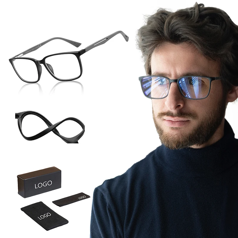 2024 hot ultra flexible TR 90 Sport Square Frame Readers Anti Glare Computer Glasses Blue Light Reading Glasses for Men woman
