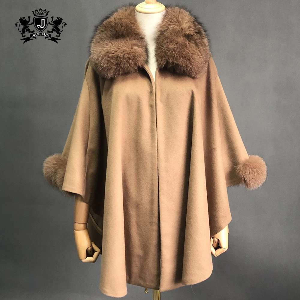 cashmere knitted women poncho wool fur scarf women winter fur poncho