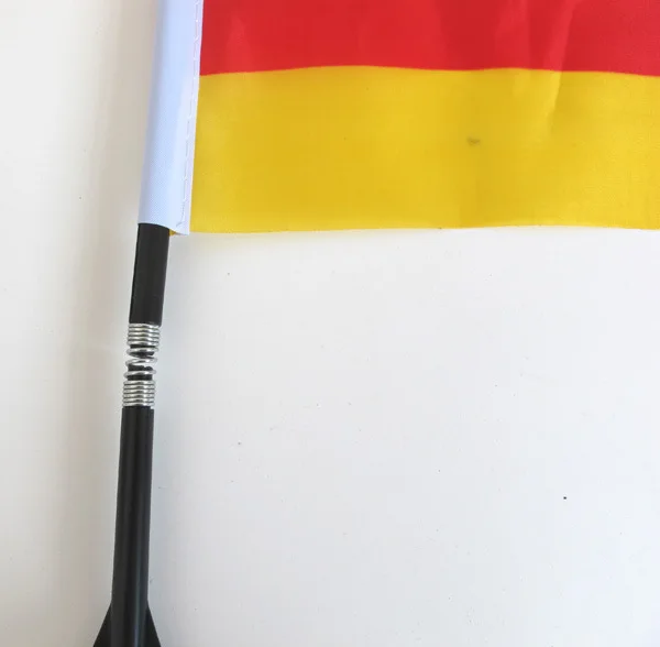 Hannuo Custom Print Logo 14 * 21 Cm Black Red Yellow Polyester Germany Bike Safety Flag With Bolt