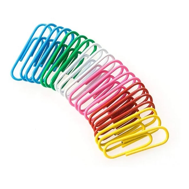 High quality free sample 100 pcs packing colorful metal paper clips
