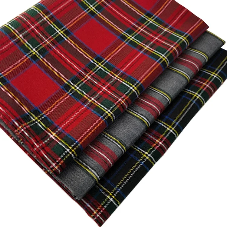 Wholesale Super Soft Woven Yarn Dyed 100% Polyester  School Uniforms square Plaid Checked Lining Fabrics