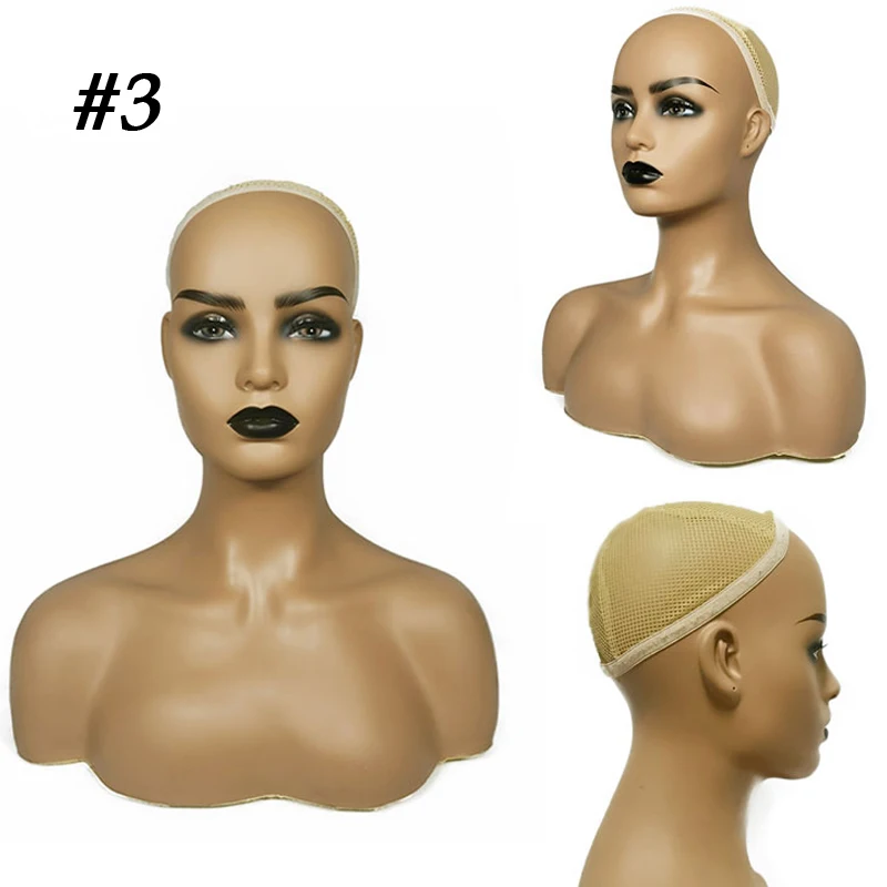 
PVC Training Mannequin Head with Shoulders for Wig Display 1 Piece Realistic Half Body Double Shoulder Hat Jewelry 