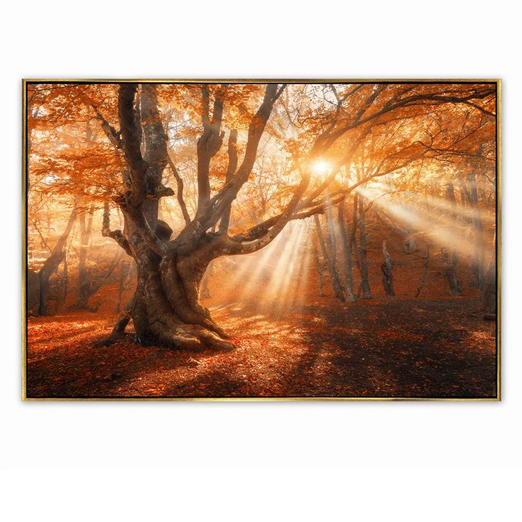 Абстрактная Золотая масляная живопись счастливого дерева 3D, Картина на холсте для гостиной