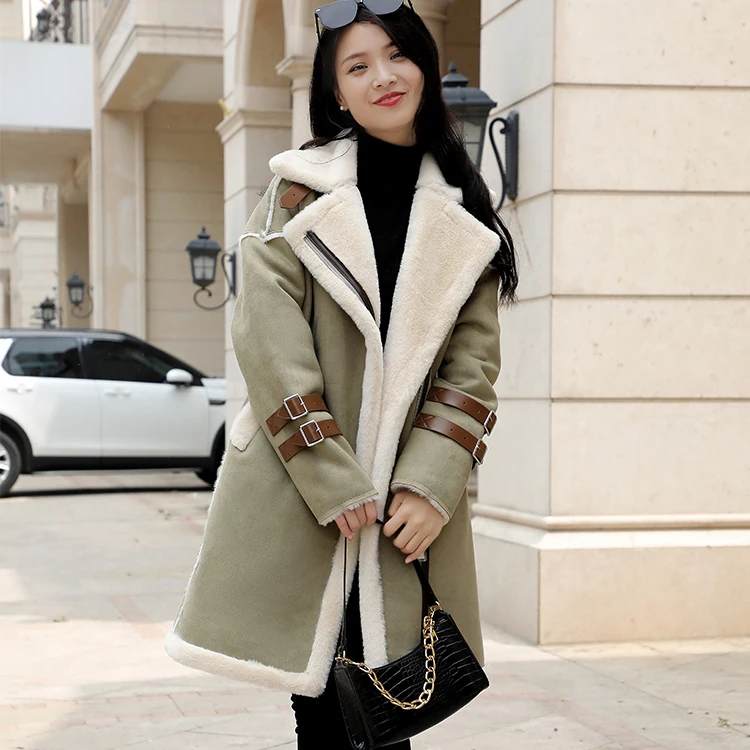 Suede lamb wool coat women new autumn winter  thickened fleece  fur coat