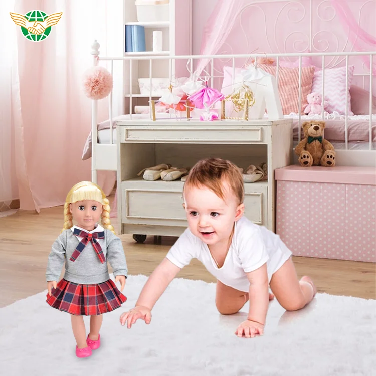 18-Inch Soft Reborn Doll Toy Fashion Pretty Girl with Beautiful Clothes Great Gift for Girls Made of Vinyl and Cotton