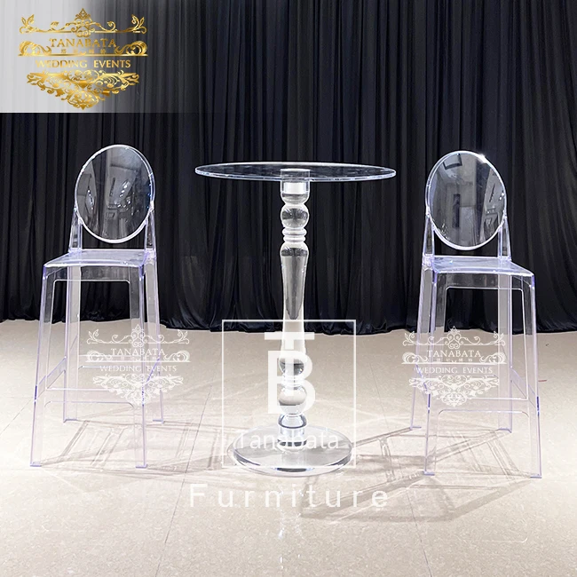 Transparent Round High Acrylic Bar Table Furniture For Wedding Party