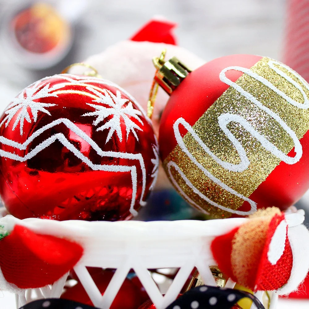 New Arrive Hand-Painted 6cm Christmas Ball Set Decoration Home Special-Shaped Plastic Small Christmas Tree Pendant