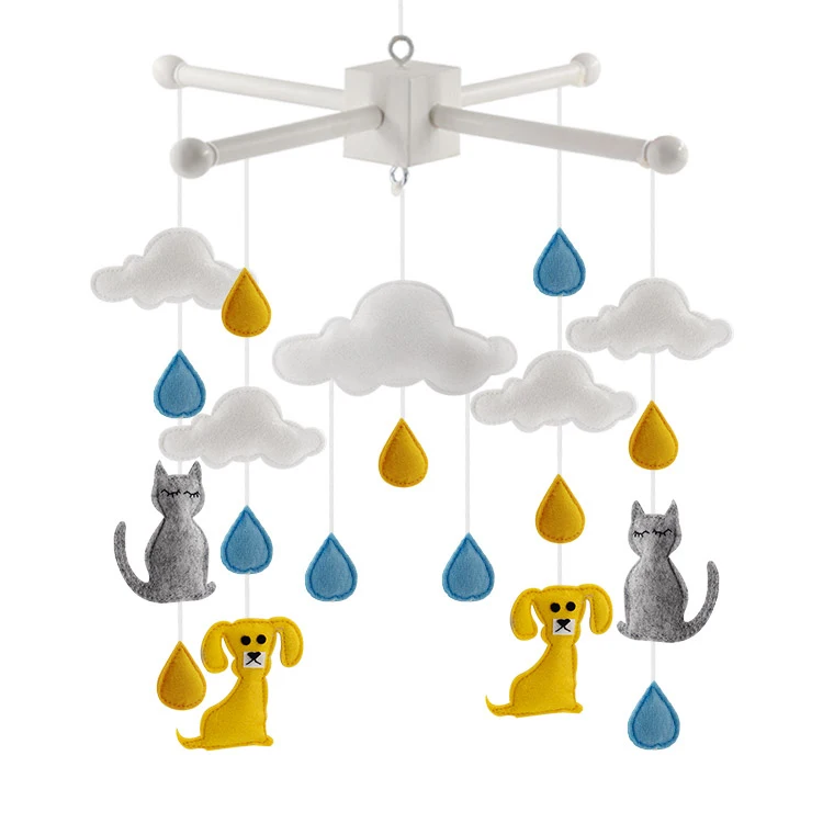 woven baby mobile felt clouds Felt toy rainbow baby mobile felt