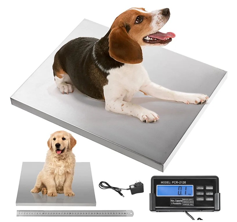 Heavy Duty Veterinary Adjustment Dog Scale With Stainless Steel Platform and Rubber Mat for Cat Pet Alpaca Llama Sheep