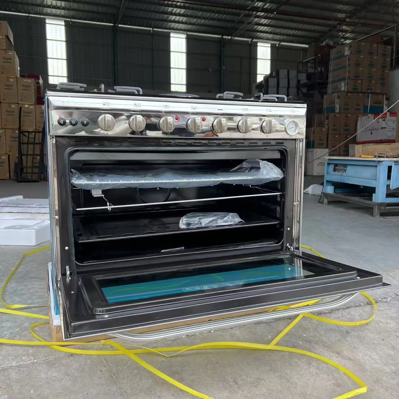 freestanding gas oven 4 heads with 2 heads electric gas furnace tempered glass lid and stainless steel body gas burner combo