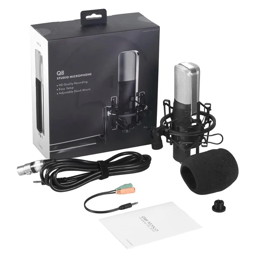 
Q8 Metal Shock Mount Microphone For Recording Vocal Microphone 