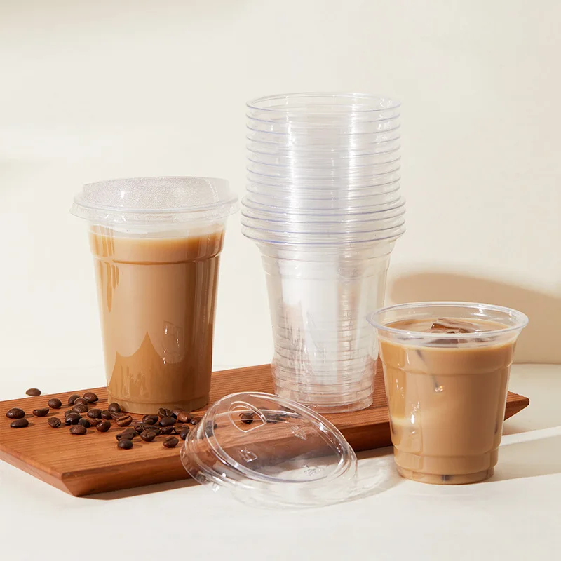 Eco Friendly PP Custom logo Plastic Cups Milk Tea Fruit Tea 16oz Transparent clear Plastic Cup Coffee