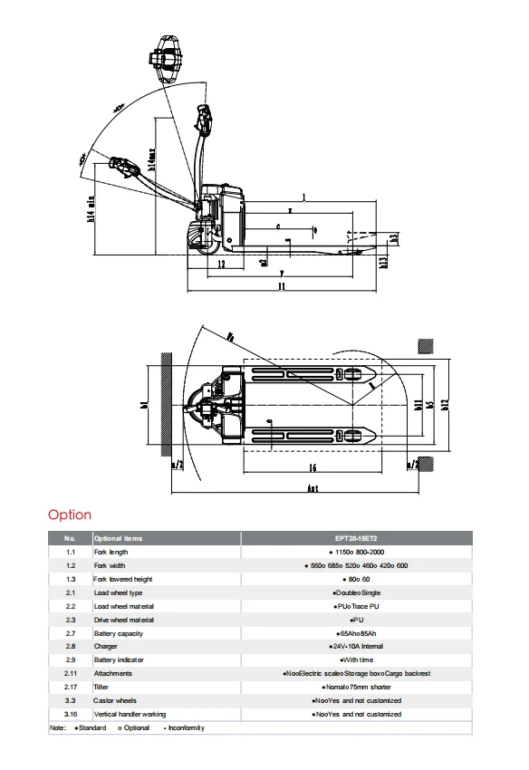 Electric pallet forklift for 2 tons for EP