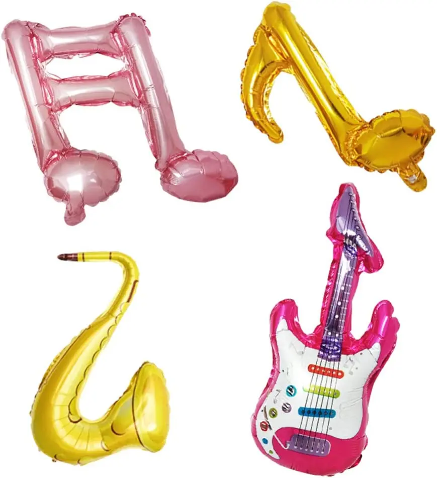 Music Notes Guitar Foil Balloon  Helium Saxophone Shaped Balloons  for Music Theme Party Decorations