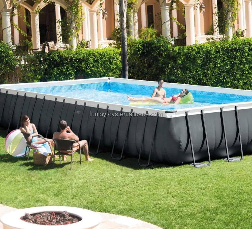 INTEX 26374 32FT Ultra Metal Frame Rectangular Swimming Pool Set Above Ground Swimming Pools