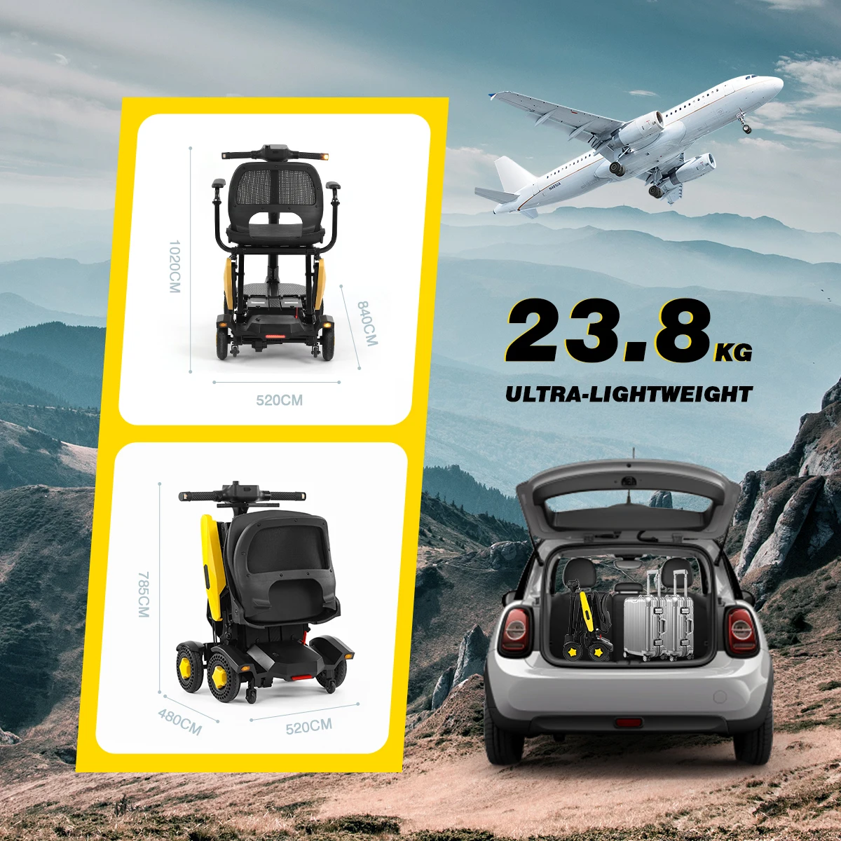 Chinese Supplier Remote Control Folding Scooter Mobile Phone NFC Unlocking Travel 4 Wheels Mobility Scooter For Adults