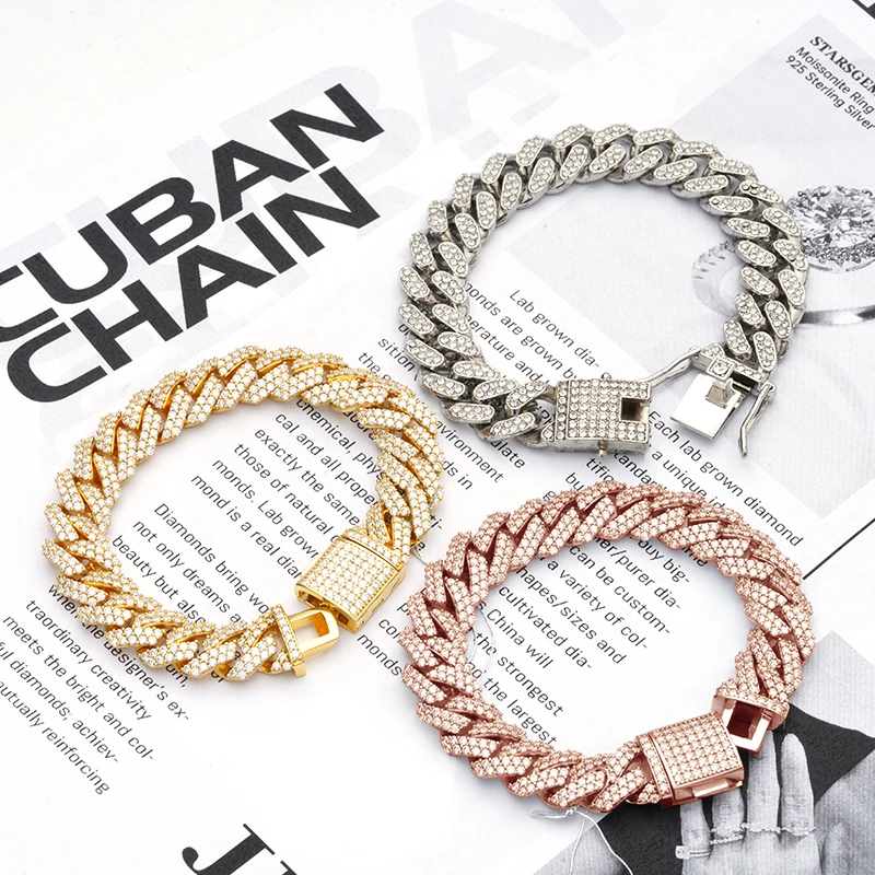 Starsgem gold Plated Moissanite 925 Sterling silver Cuban Link Necklace