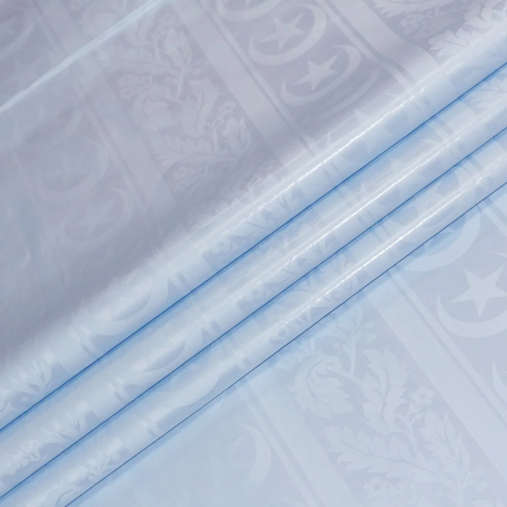 Wholesale Latest Style African Cotton Jacquard Brocade Fabric Soft White Bazin Riche For Wedding