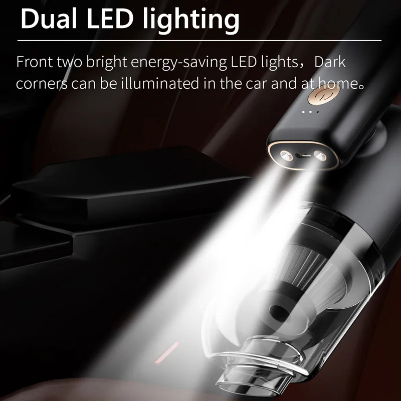 Folding Rotation Strong Suction Led Lighting 6000Pa Powerful Handheld Rechargeable Portable Cordless Car Vacuum Cleaner