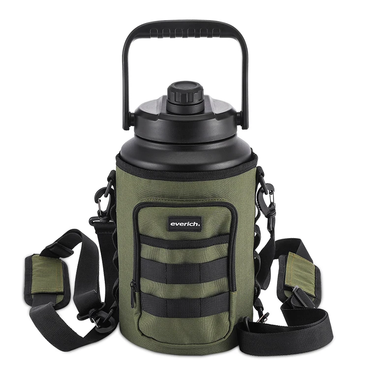 Insulated Water Bottle 128 oz with Lid One Gallon Water Jug Vacuum Stainless Steel for Workout and Sports Beer Growler Sleeve