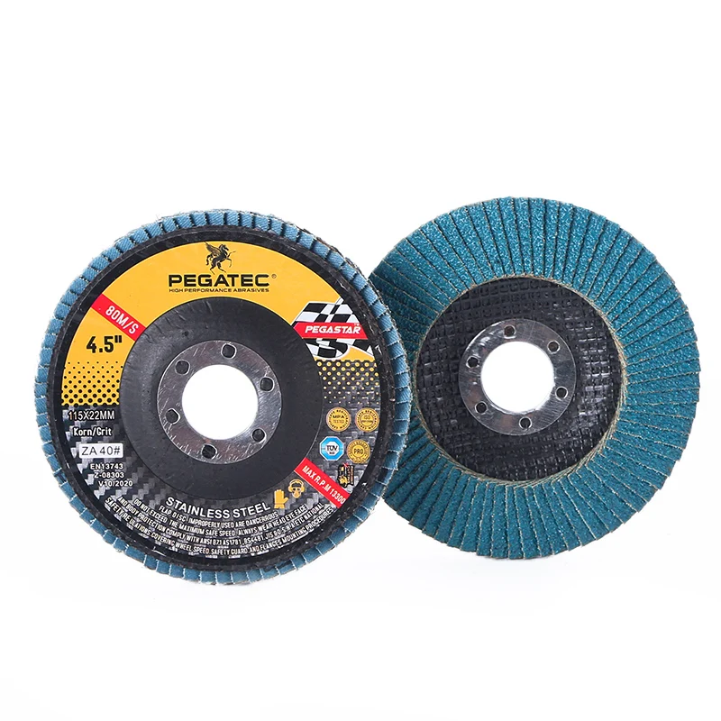 PEGASTAR 4.5 inch Zirconia Alumina flower shape abrasive flap disc