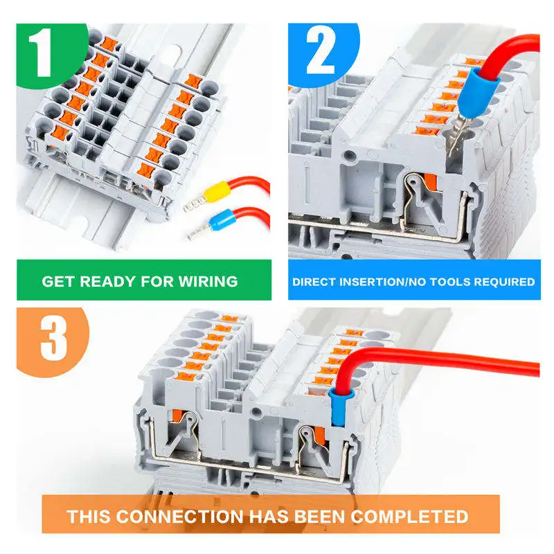 TWIN contact spring terminal block pt10 din rail mounted terminal block contact distributor