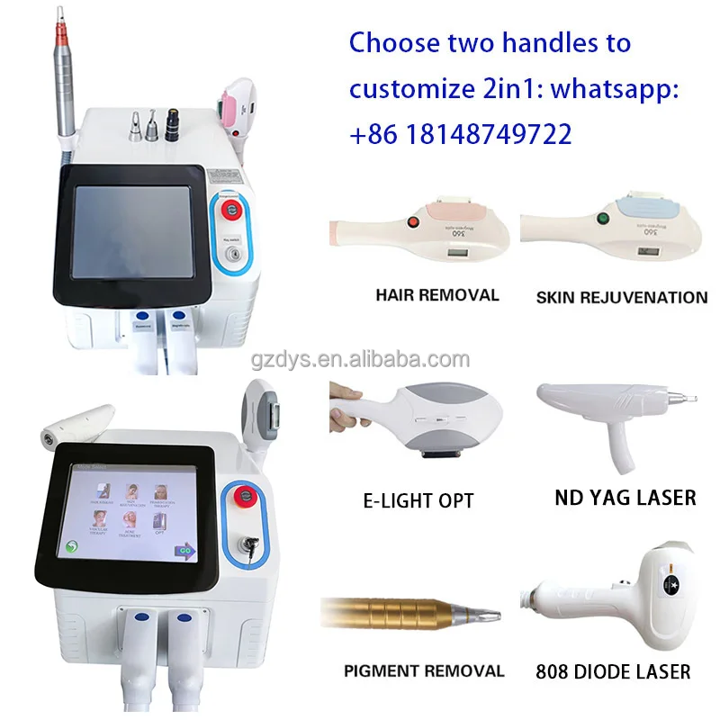 4 In 1 Opt Ipl Rf Nd Yag Permanent Laser Tattoo Removal Skin Rejuvenation Beauty Equipment Electrolysis diode Hair Removal Parts