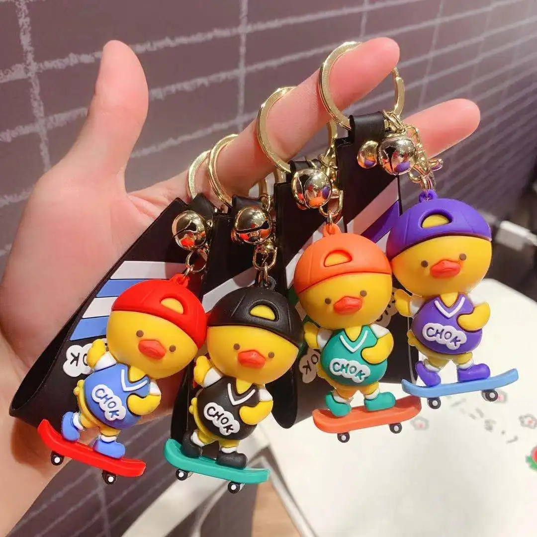 beautiful gift Funny 3d PVC hand wrist landyard personalised key ring kawaii dog and pet anime character cartoon keychain