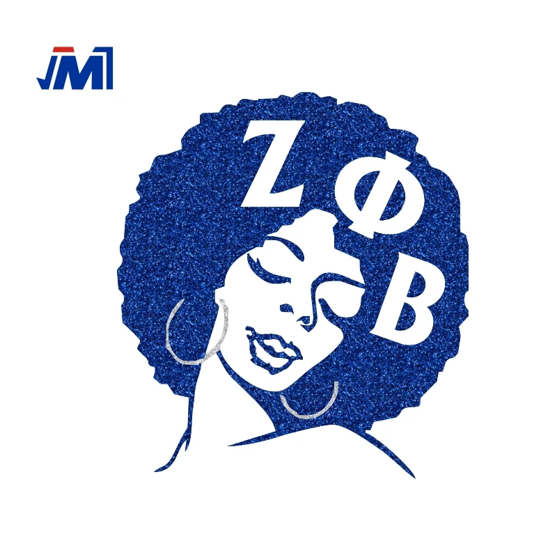 Пользовательский zeta phi beta афро девушка Блестящий утюжок на ПУ виниловые переводы