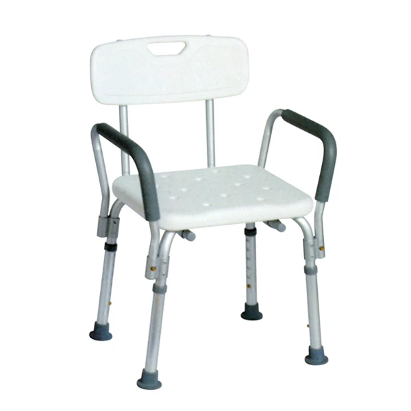 aluminum chair seat with detachable foam armrest disabled bathing chair Adjustable Height shower bench aluminum shower chair