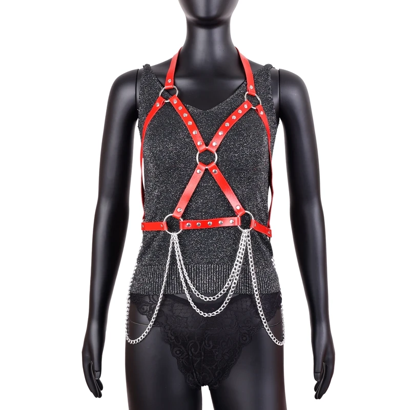 Women Punk Body Harness Leather Gothic Rave Party Night Body Chain Body Chain Set Costume Party Dance Festival Accessory