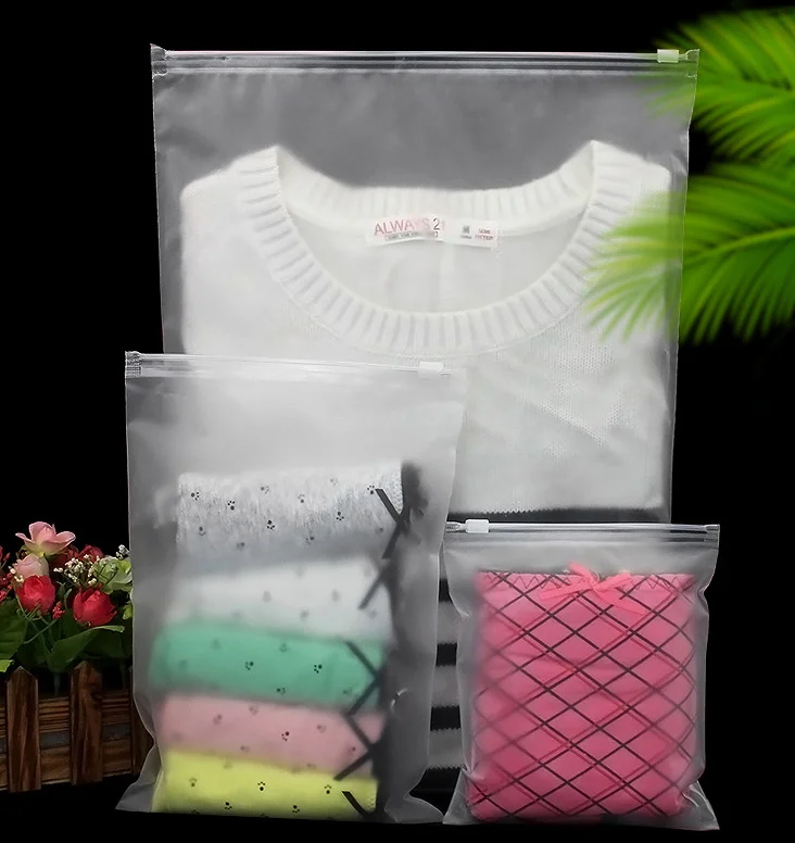 Hot sale boutique reusable transparent cpe zip lock plastic packing clothing bag with custom logo