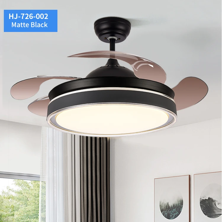 Modern retractable ABS blades chandelier LED ceiling fan light with remote control
