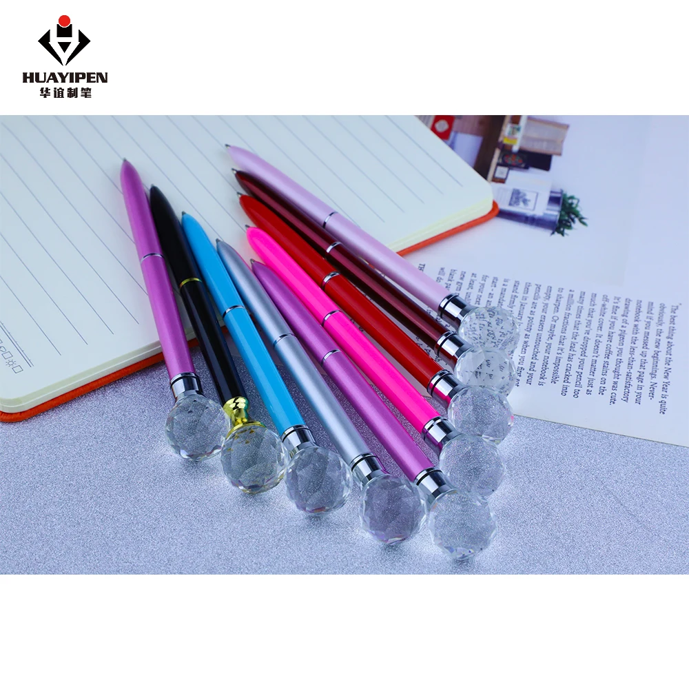 Fun Light Up Diamond Pen Led Ballpoint Writing Pens Colorful Light Led Diamond Metal Pens custom logo color