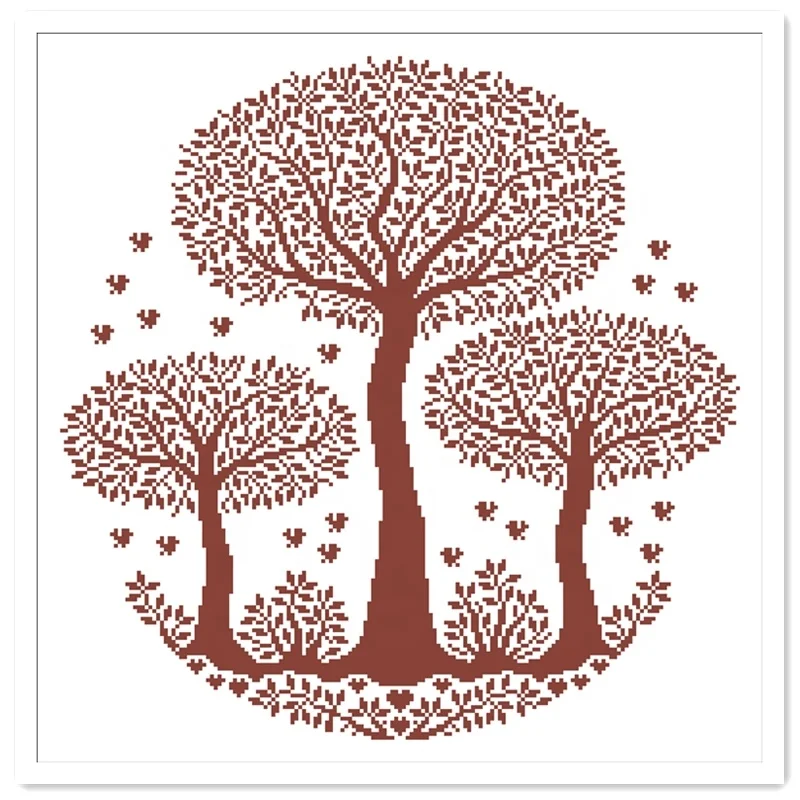 
DPC193 Three trees cross stitch kit package aida 18ct 14ct 11ct white cloth unprint canvas embroidery DIY handmade needlework 