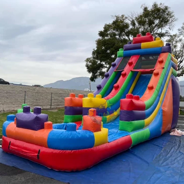 Lego Blocks Inflatable Water Slide building blocks Inflatables Water Slide with pool for kids