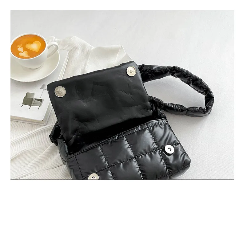 Best selling  fashion small down jacket square pack winter messenger bag for  women