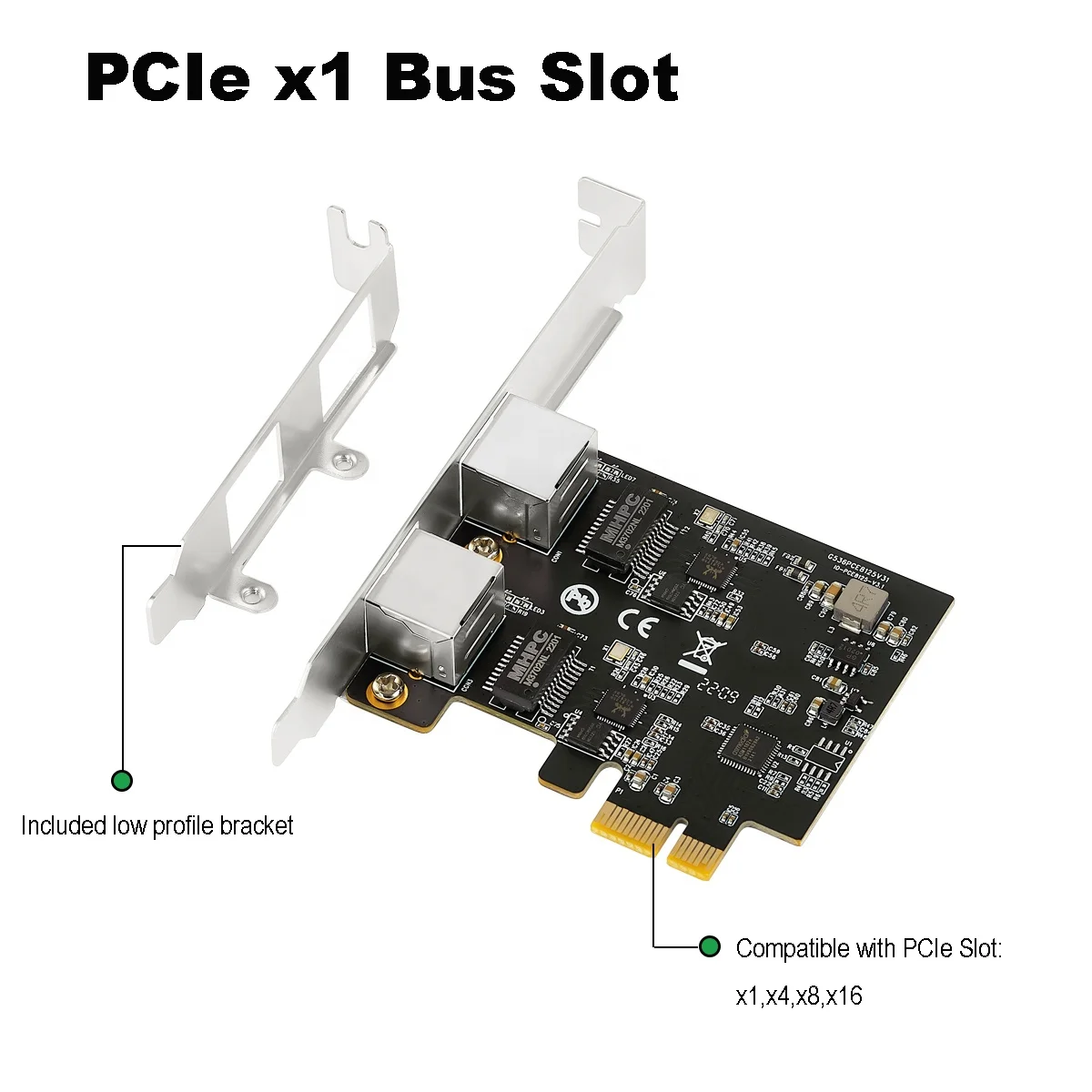 2 port 2.5G RJ45 Network adapter 2500mbps RTL8125B Chipset PCIe PCI Express 25GbE network Lan Card for gaming desktop server