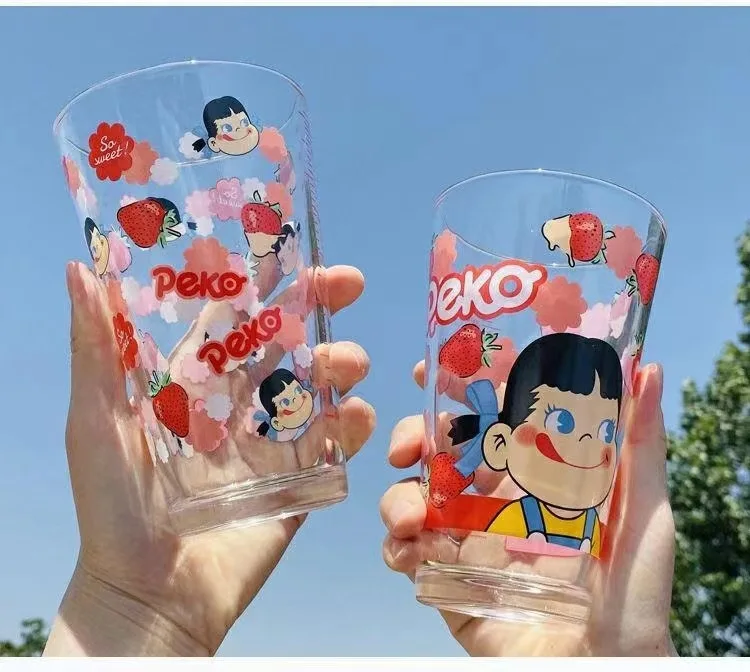 Girls Heart Milk Straw Glass Cup No Two Beverages Juice Cup Cartoon Picture with Lid Coffee Cup
