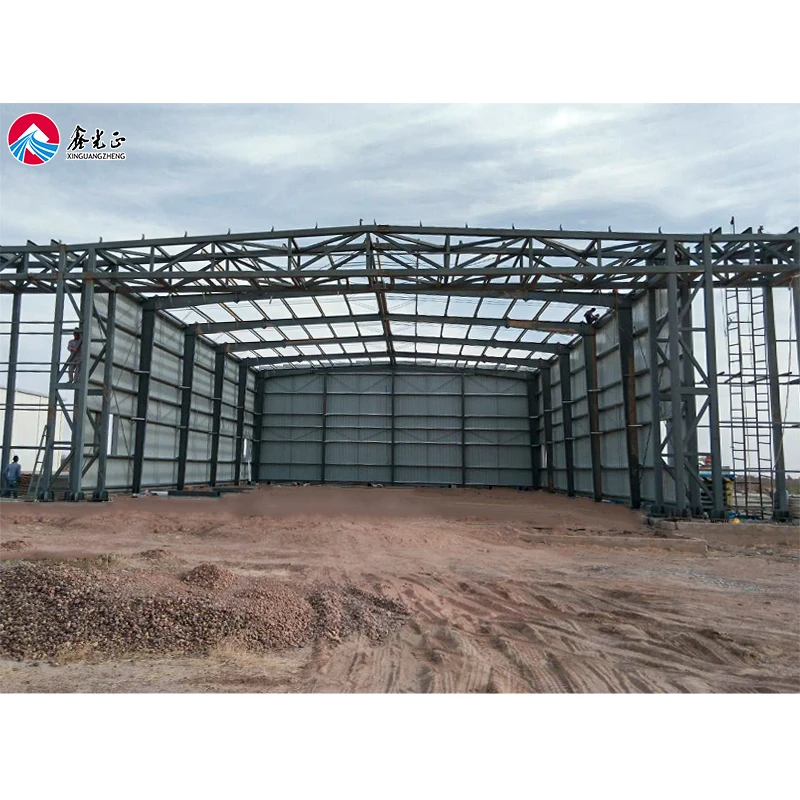Low Cost Light Prefabricated Hot Dip Galvanized Steel Frame Structure Aircraft Airplane Hangar Metal Shed Garage