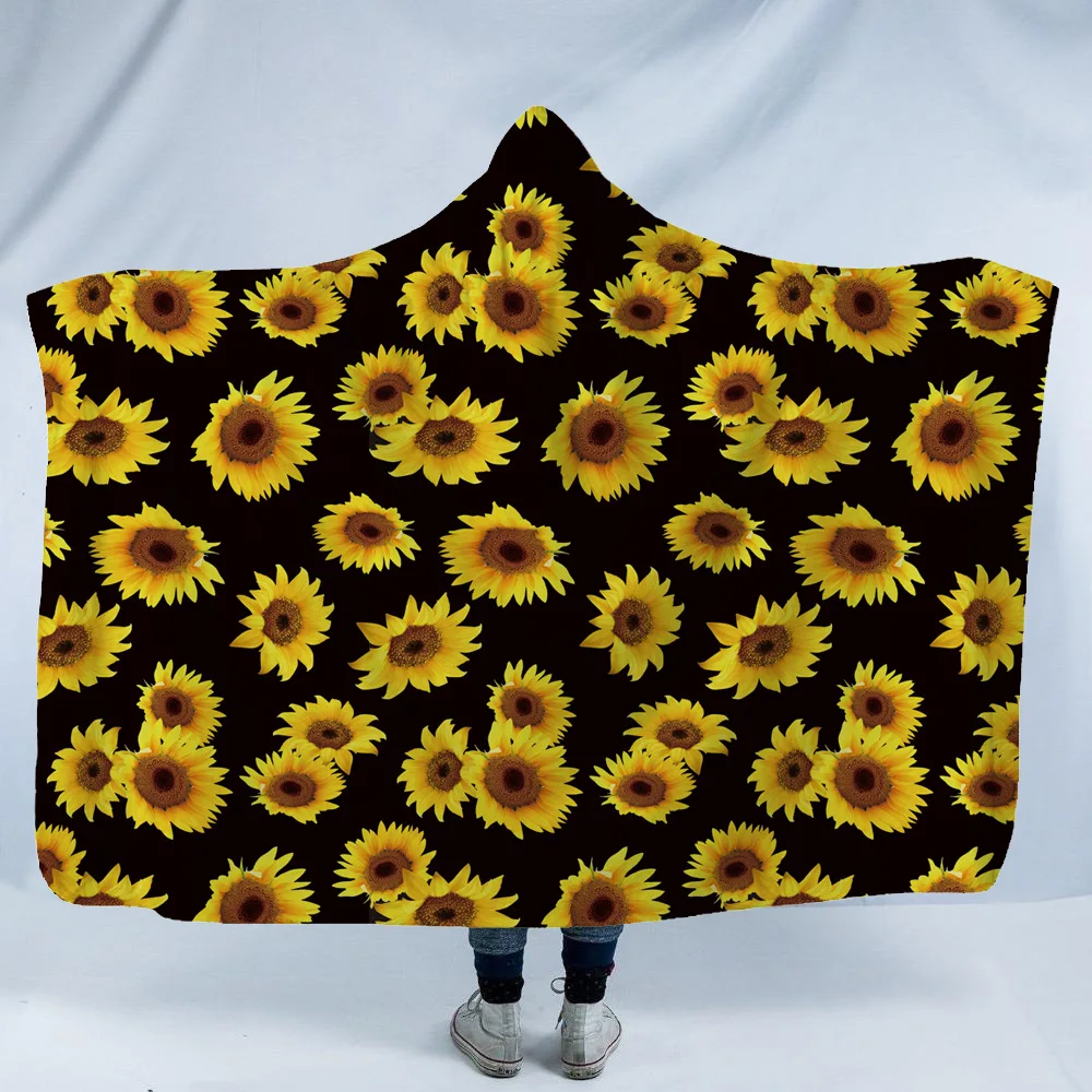 Sherpa Fleece Soft Wearable Blanket Hooded Throw Poncho