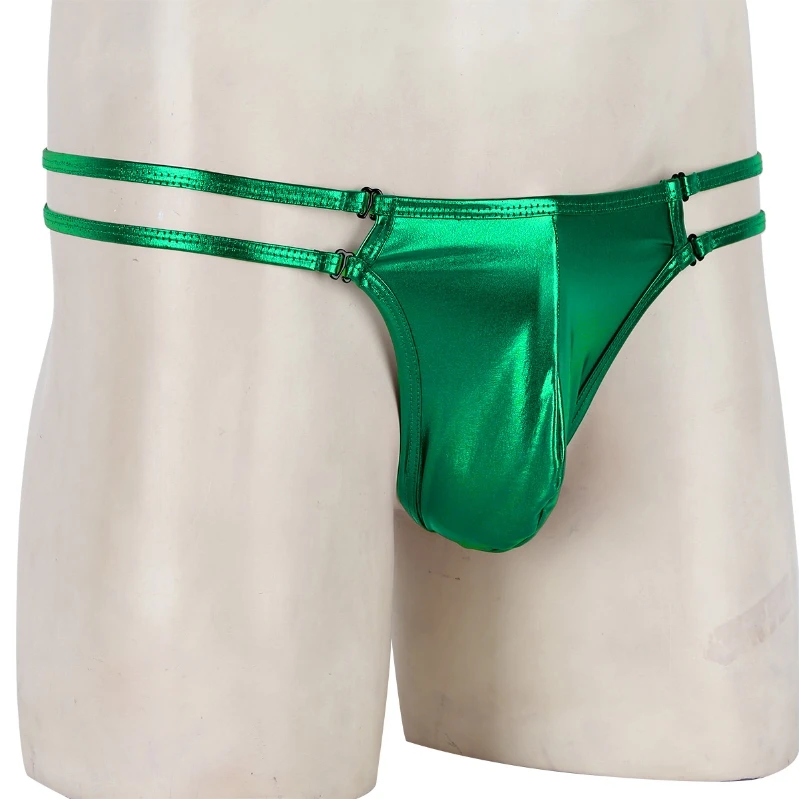 Модные мужские блестящие металлические трусы-бикини, стринги, мужское нижнее белье