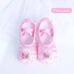 Балетки на плоской подошве для девочек; Детская танцевальная обувь с мягкой подошвой; Детские балетки с вышивкой и блестками