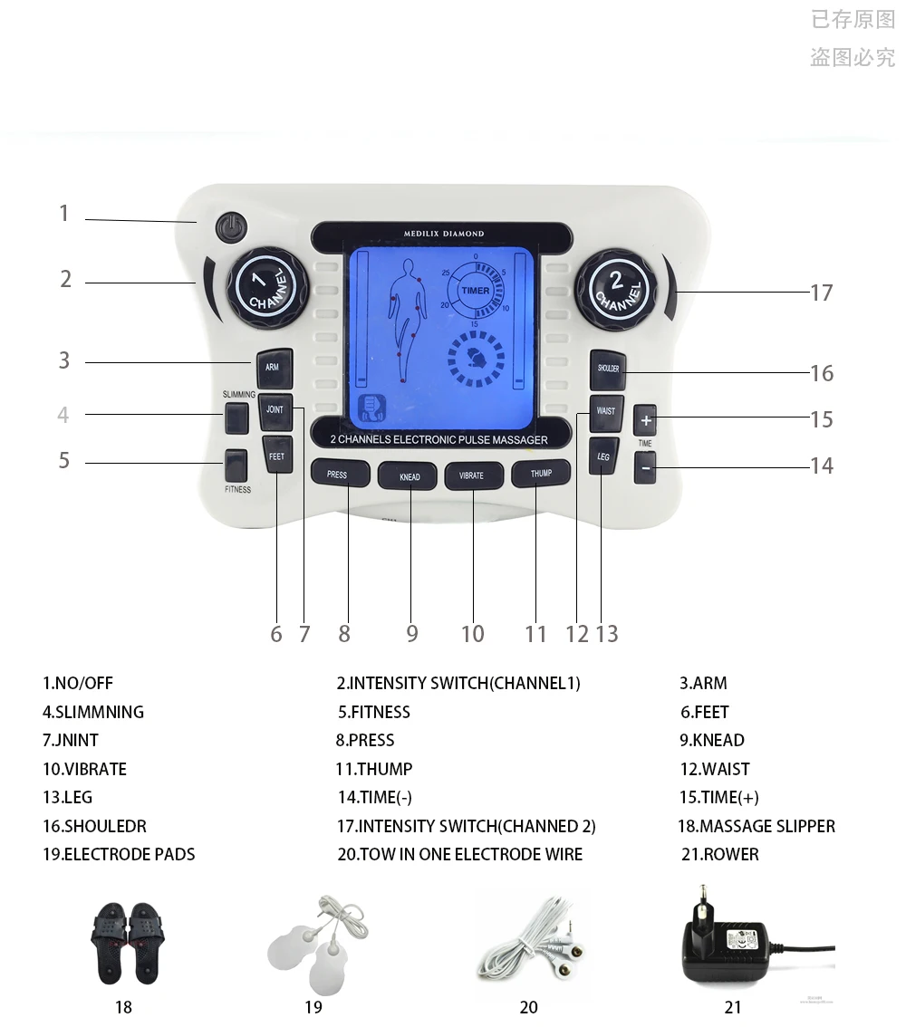 tens machine physiotherapy rechargeable tens ems machine with slipper